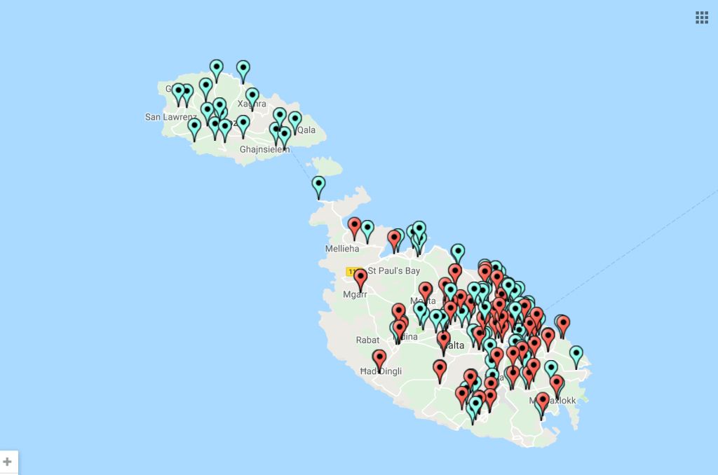 Bản đồ các điểm wifi công cộng tại các hàng quán, dịch vụ công cộng tại Malta