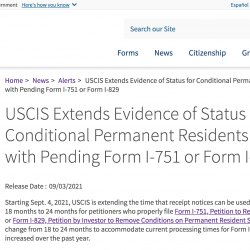 USCIS gia hạn thêm thời gian gỡ bỏ điều kiện thẻ xanh lên 24 tháng