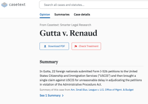 Các vụ khiếu nại Mandamus EB-5 nổi bật: Gutta v. Renaud