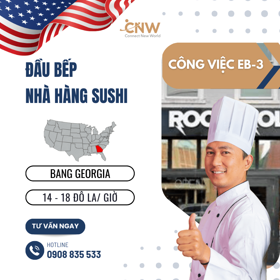 Việc làm EB-3 2024 - Đầu bếp nhà hàng Sushi